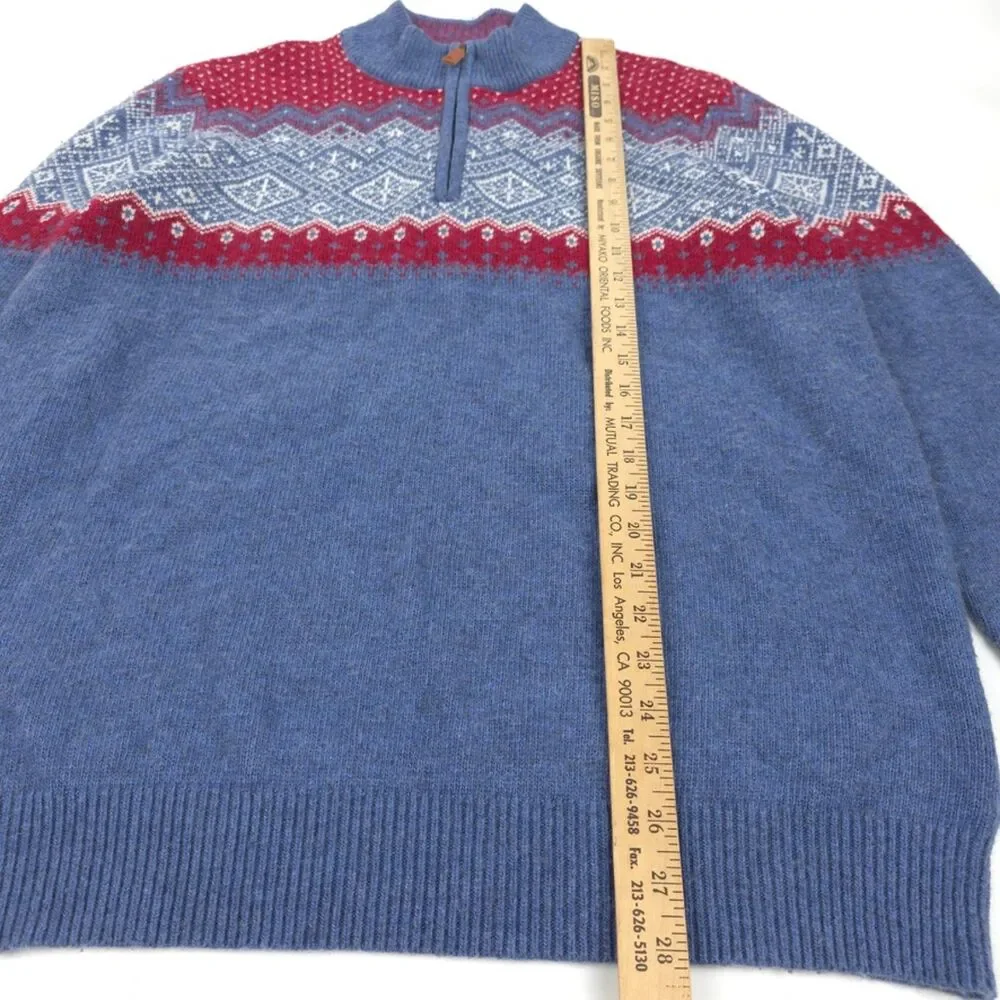 VINEYARD VINES Merino Wool Alpaca Fair Isle 1/4 Zip Sweater Preppy Old Money